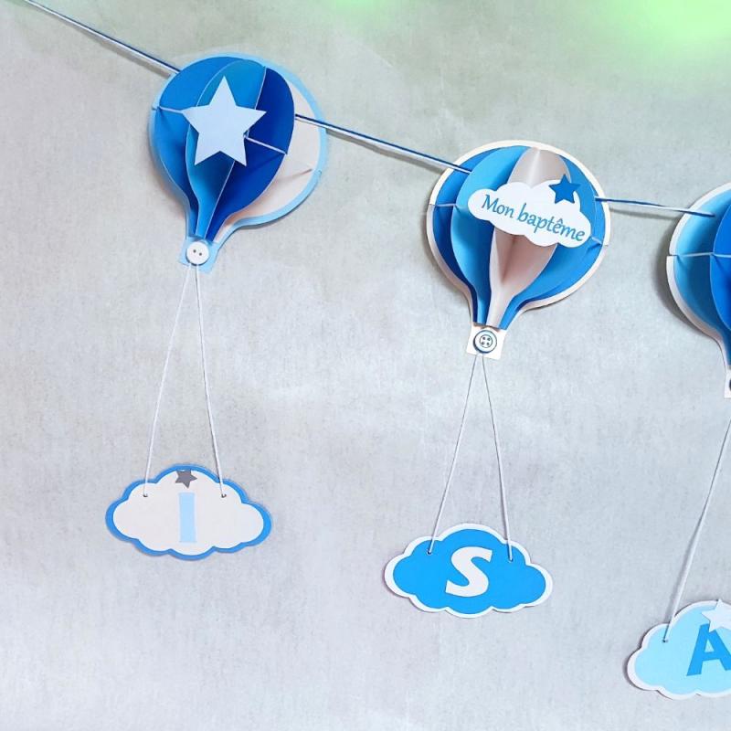 Guirlande prénom thème montgolfière