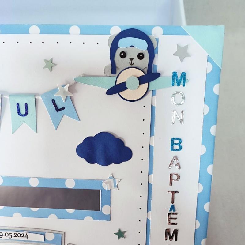Urne, boite à souvenirs thème ourson aviation