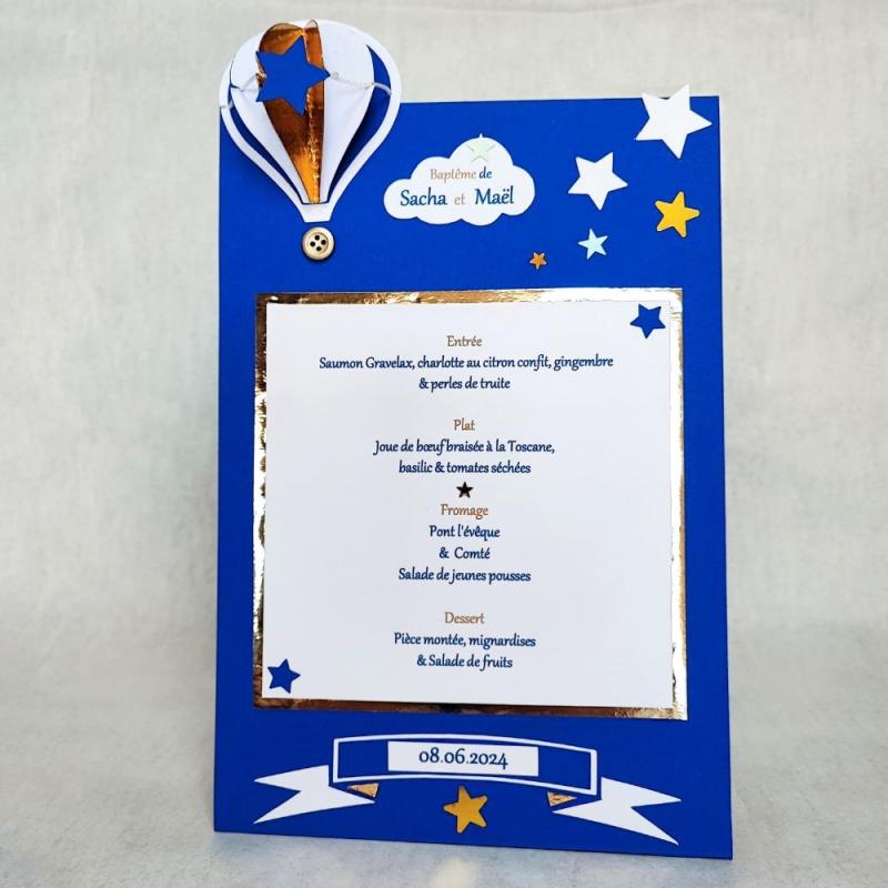 Menu thème montgolfière
