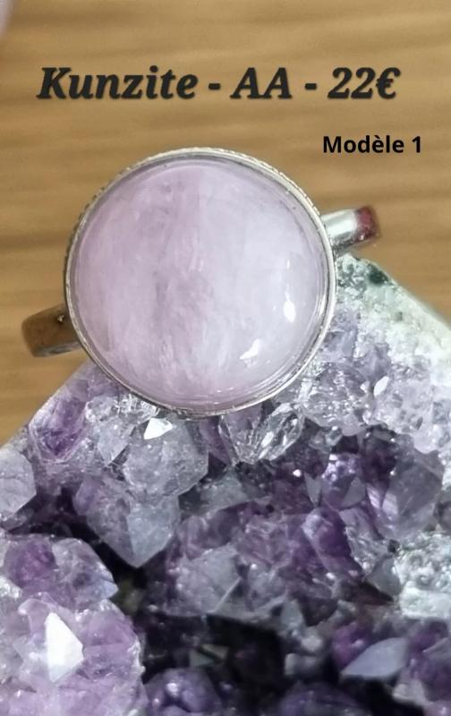 Bagues réglables - kunzite - charoite 
