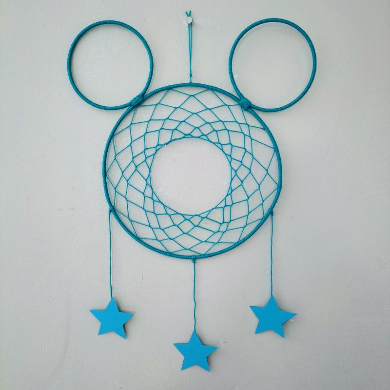 Attrape-rêves tête de Mickey bleu turquoise 