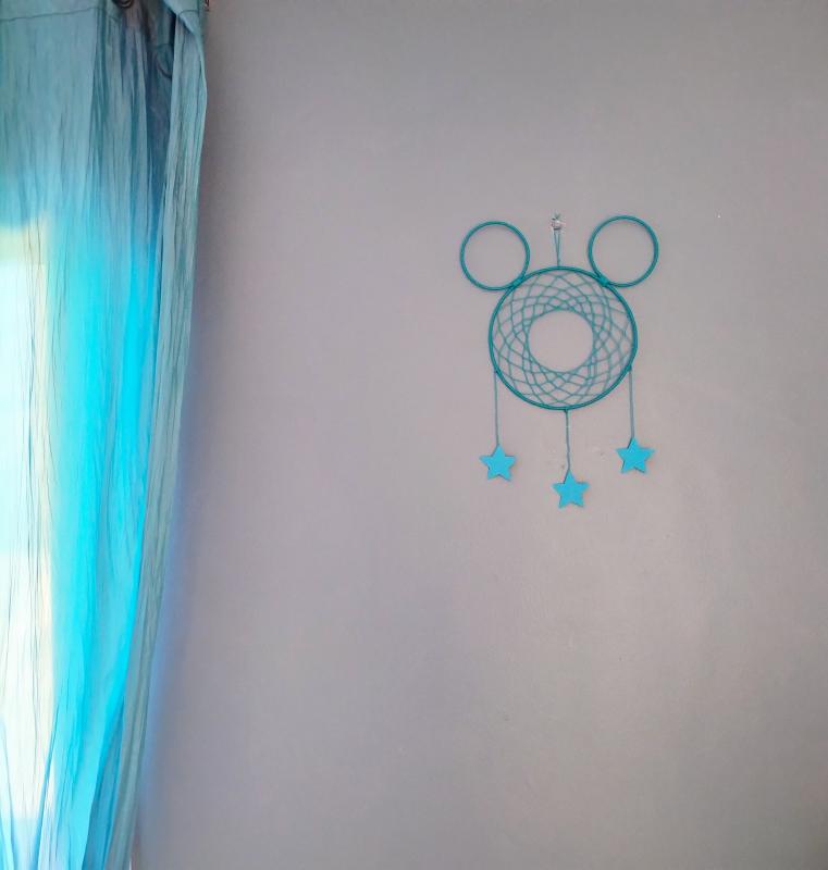 Attrape-rêves tête de Mickey bleu turquoise 