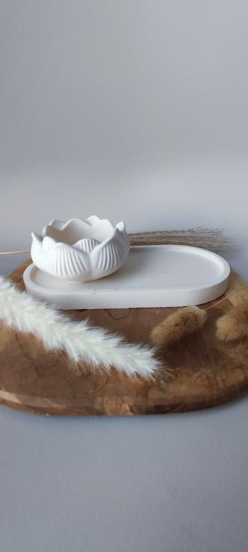 Plateau avec bougeoir fleur de lotus 