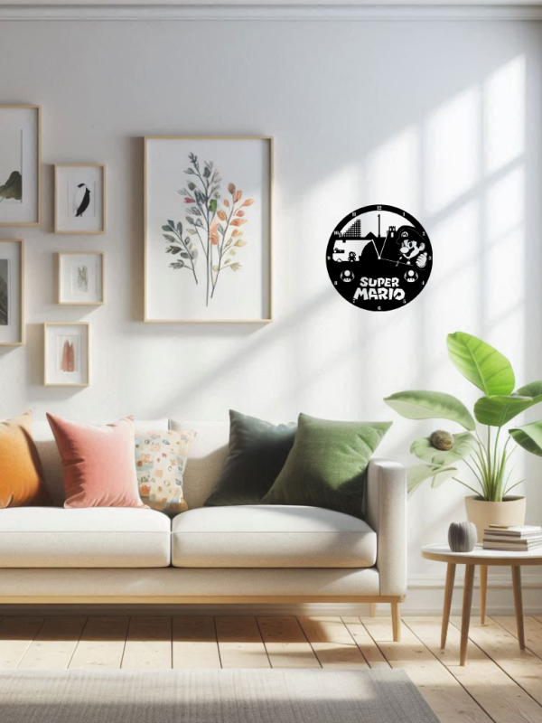 Horloge Murale en Vinyle – Thème Super Mario