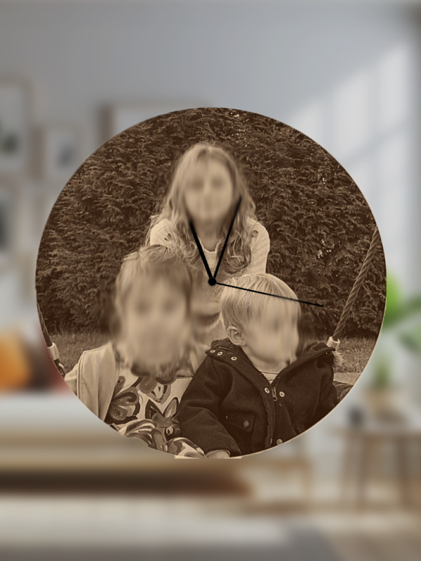 Horloge Murale en Bois Personnalisable avec Photo